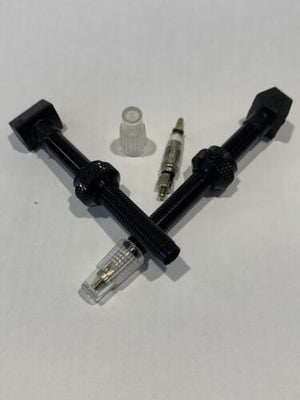 Black Tubeless Presta Valves for bikes, 40mm, 50mm, 60mm 70mm and 80mm - Pair