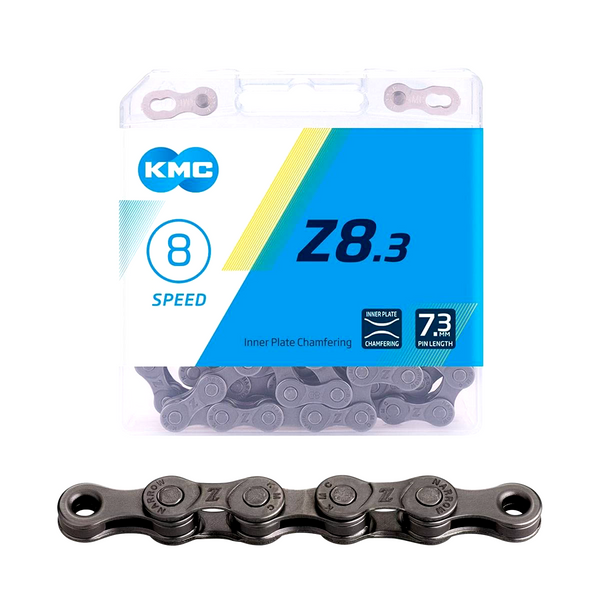 KMC Z8.3 Silver Grey 8 Speed Chain 114 Links Boxed Quick Link Steel Missing Link