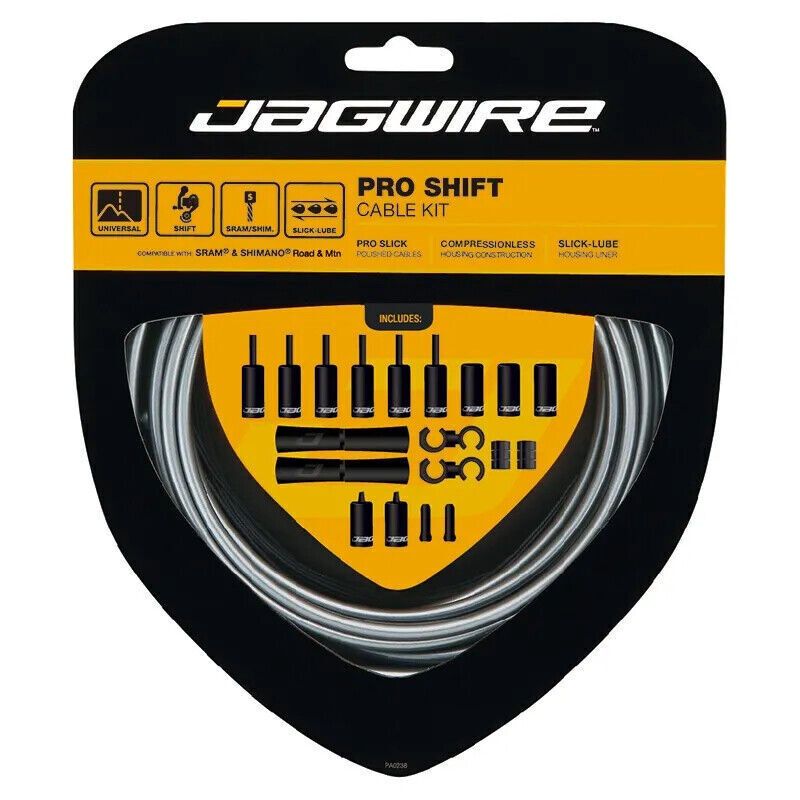 Jagwire 2x Pro Shift Gear Cable Kit for MTB & Road Bikes, Black