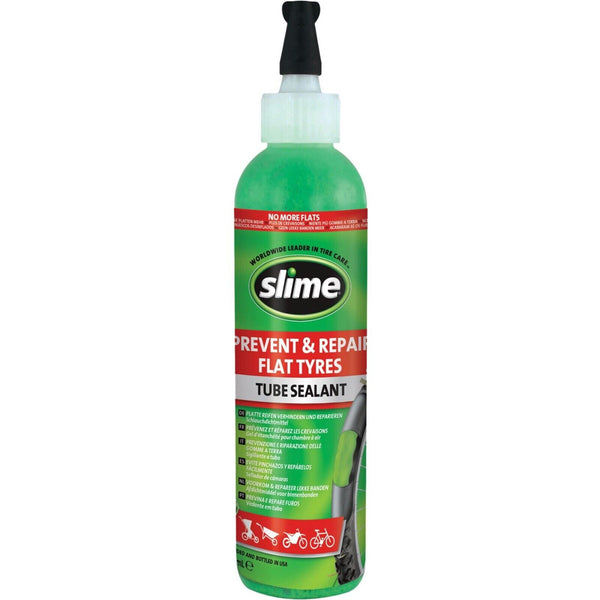 Slime Bicycle Tube Sealant Bottle with Hose 237ml and 473ml sizes