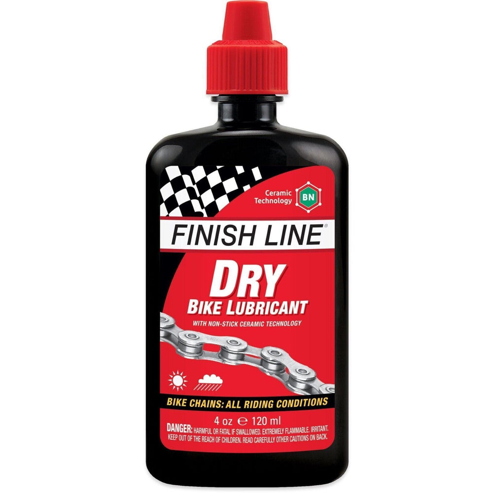 Finish Line Dry Bike Lubricant Chain Oil Drip Bottle (Ceramic Tech) 120 ml/4oz