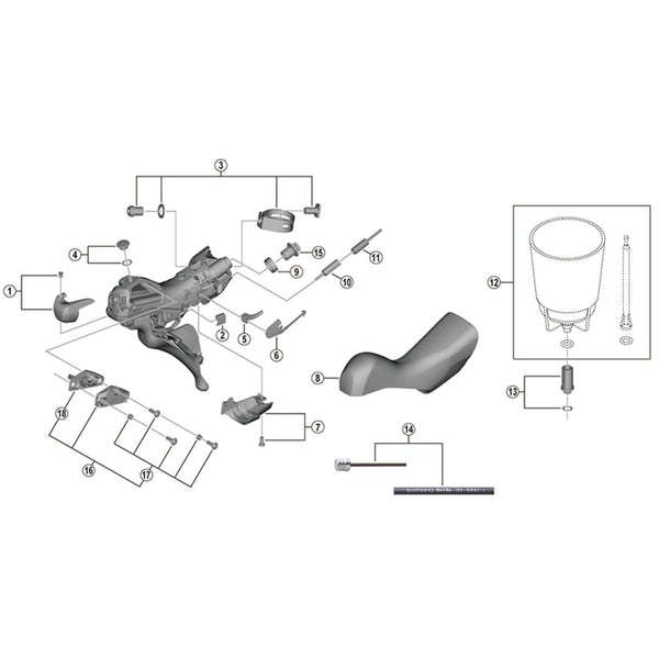 Shimano Ultegra ST-R8020/8025 Black Hood Bracket Lever Covers Rubber Y0E098010